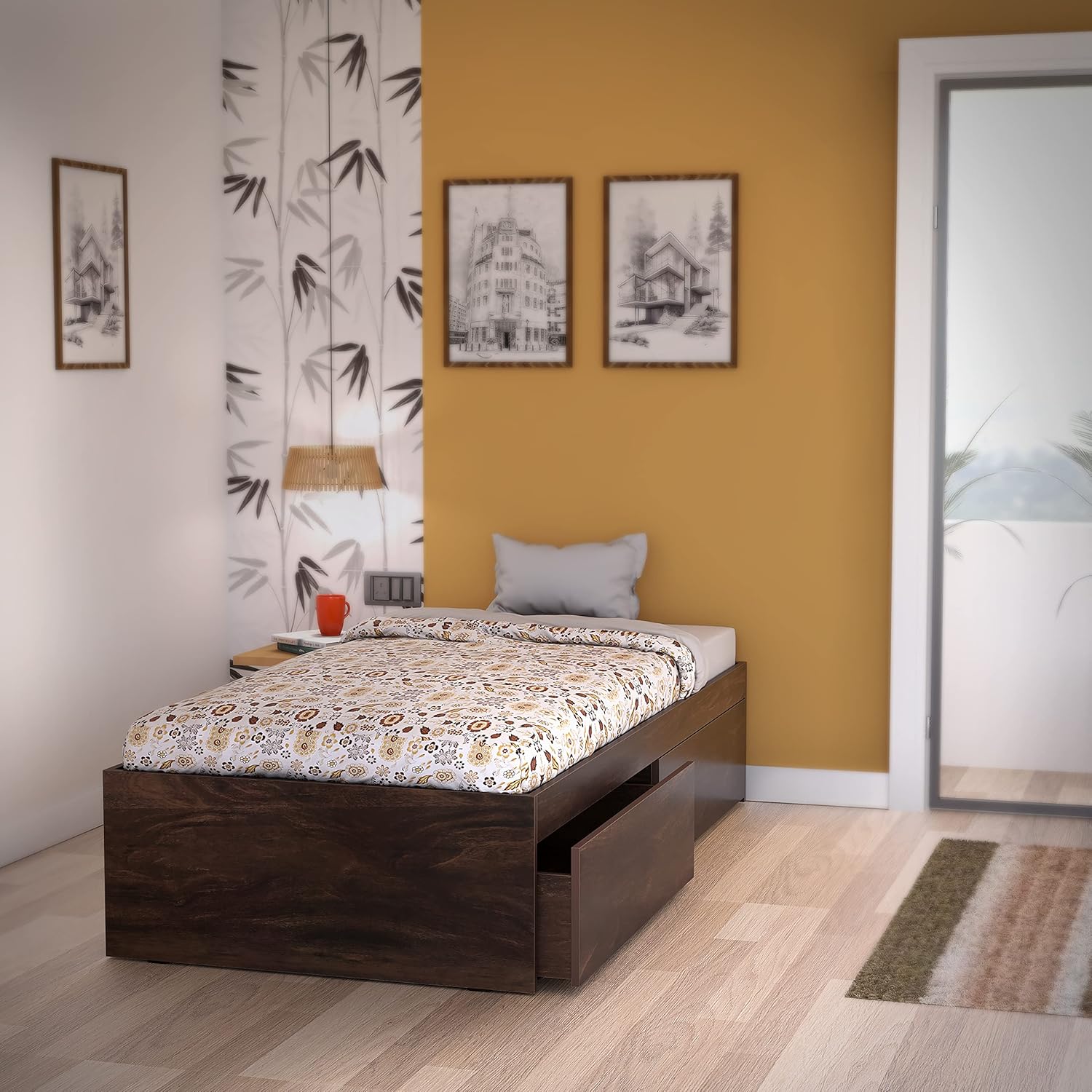 Studio Kook Tribe  Single Bed with Drawers 