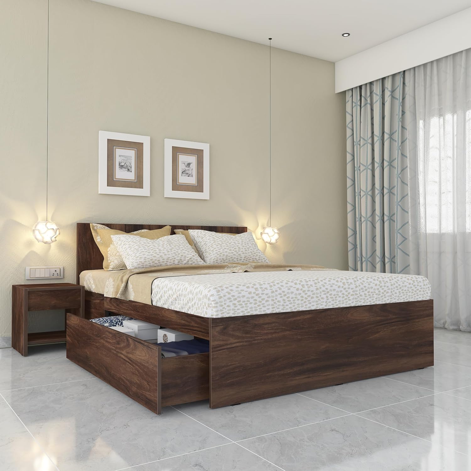Studio Kook Aztec Engineered Wood Queen Bed 