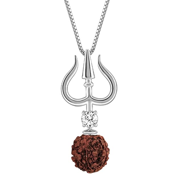 GIVA 925 Silver Trishul And Rudraksha Pendant 