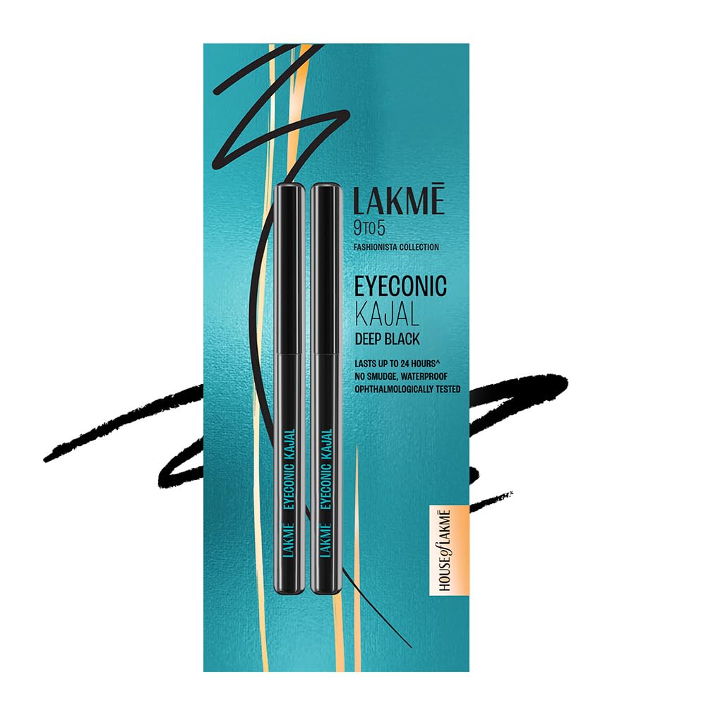 LAKMÉ Eyeconic Black Kajal 0.35 g(Combo Pack of 2)