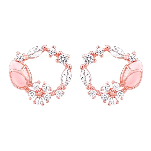 GIVA 925 Sterling Silver Rose Gold Pink Drop Studs 