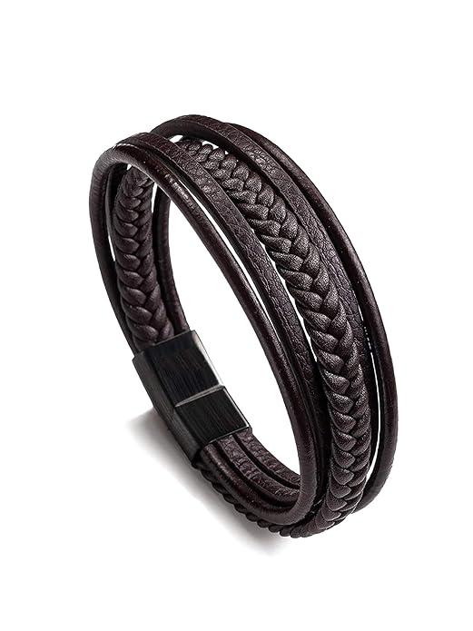 Yellow Chimes Bracelets for Men Brown Leather  
