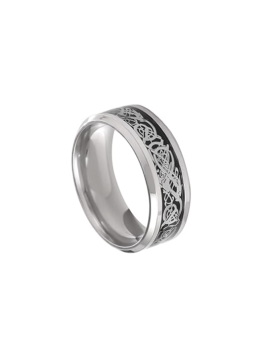 Silver Base Titanium Steel Ring for men